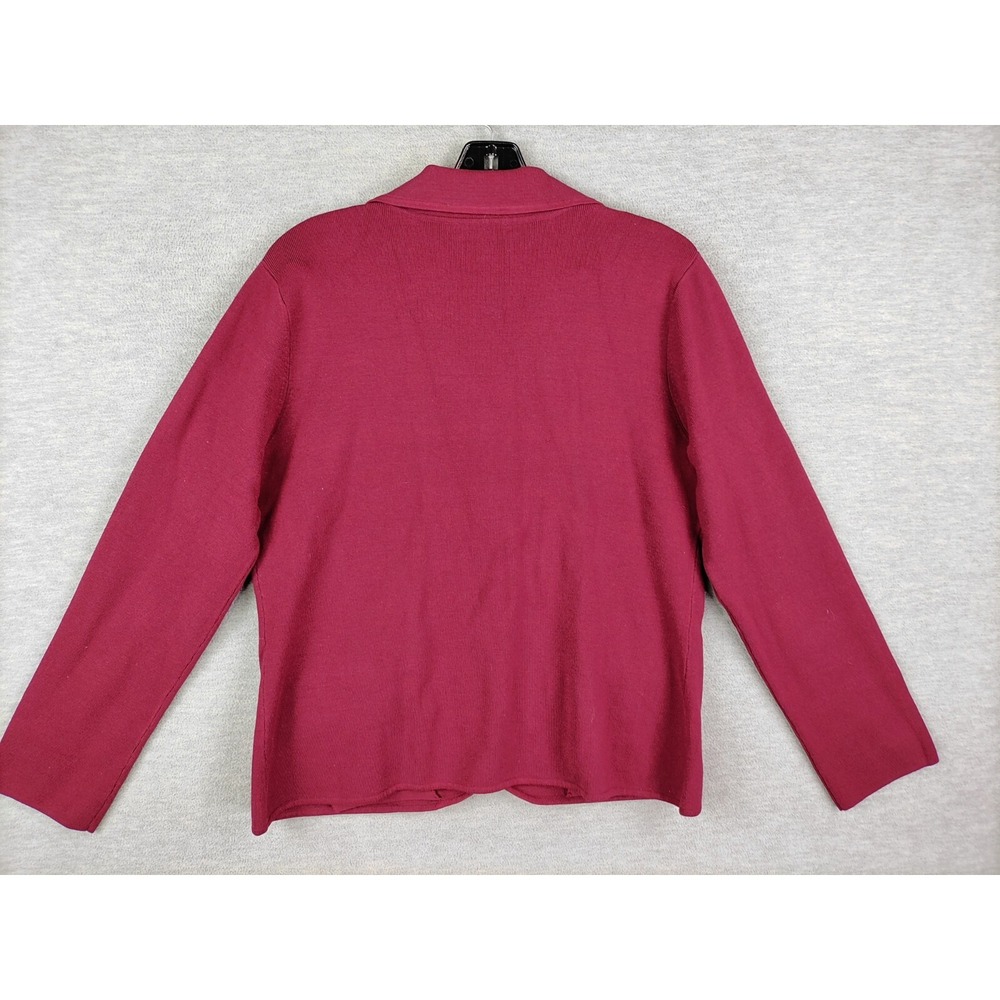 WinterSilks Womens‎ Blazer M Red Cardigan Sweater Silk Blend Career Office - Picture 2 of 9